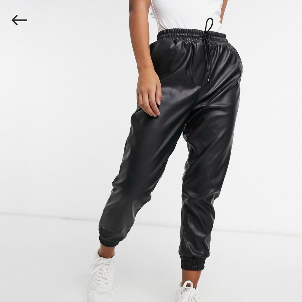Faux leather joggers